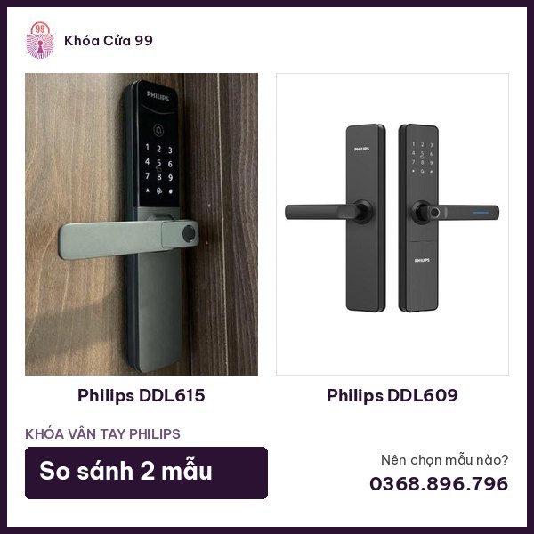 So sánh khóa Philips DDL615 và DDL609: nên chọn mẫu nào?