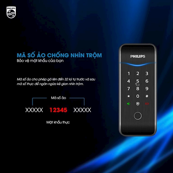 Khóa cửa thông minh vân tay mini cao cấp Philips 5100-H5, Không tay cầm