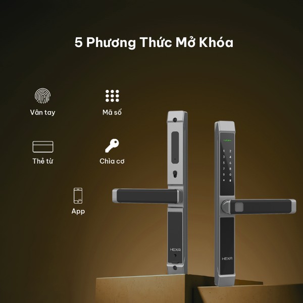 Khóa vân tay Hexa A100 cho cửa nhôm