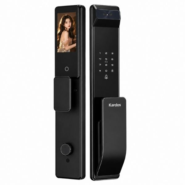Khóa cửa vân tay Kardos SmartLock A8 Plus CNC Đen Face ID 3D