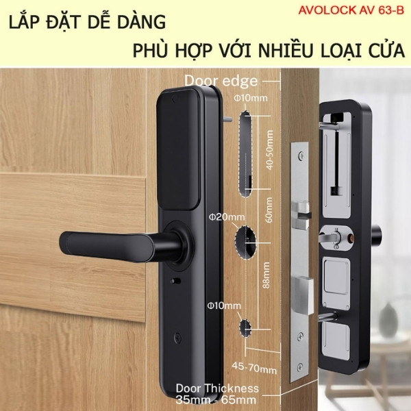 Khóa cửa vân tay Avolock AV63 app wifi