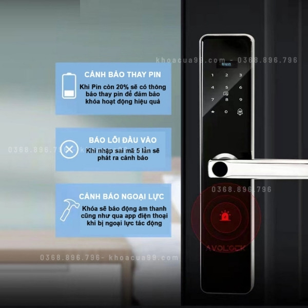 Khóa cửa vân tay Avolock AV69 app wifi