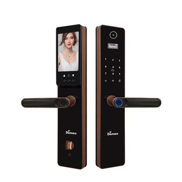 Khoá cửa vân tay thông minh có camera Demax EL-C626 đồng đỏ camera