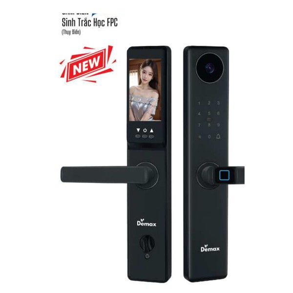 Khoá cửa vân tay thông minh có camera Demax EL-C66 đen camera Thụy Điển màu Đen