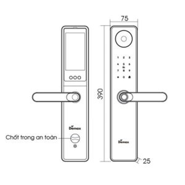 Khoá cửa vân tay thông minh có camera Demax EL-C66 đen camera