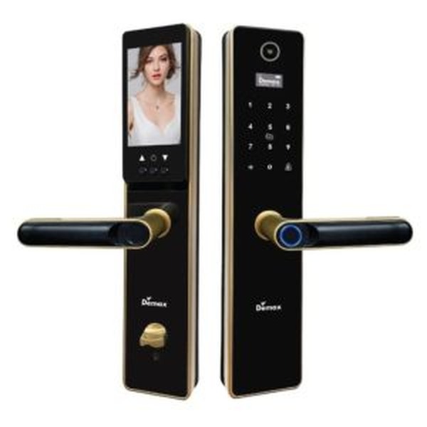 Khoá cửa vân tay thông minh có camera Demax EL-C66 đen camera