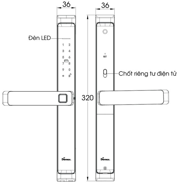 Khoá vân tay chống nước IP66 Demax EL-MS699