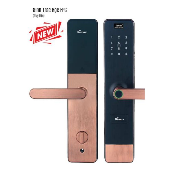 Khoá cửa vân tay thông minh Demax EL628 đồng đỏ Wi-Fi