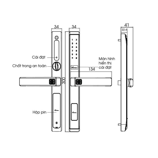Khoá cửa vân tay chống nước IP56 LUX Demax EL688 trắng LUX