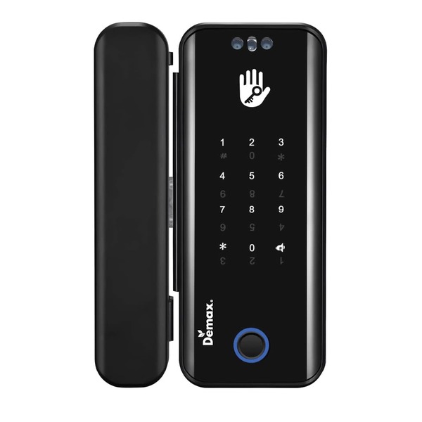 Khoá cửa vân tay cho cửa kính cường lực Demax EL800G đen Wi-Fi 1 cánh