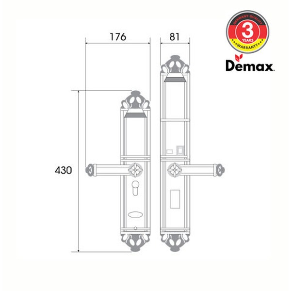 Khoá cửa vân tay đại sảnh biệt thự Demax EL822 đồng cổ