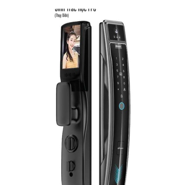 Khoá cửa nhận diện khuôn mặt 3D Face ID Demax EL918 mocha Wi-Fi Face ID 3D