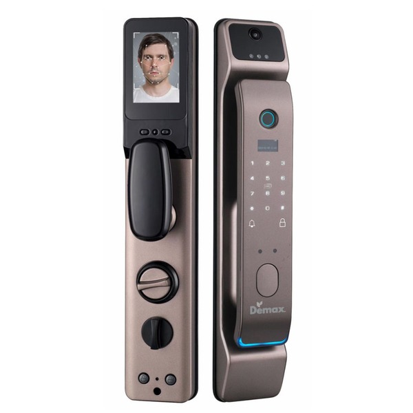 Khoá cửa nhận diện khuôn mặt 3D Face ID Demax EL928 xám đen Face ID 3D