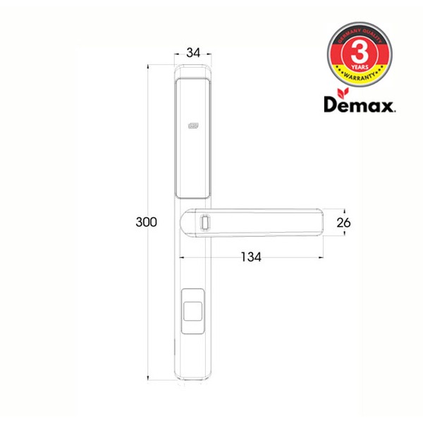 Khoá cửa vân tay chống nước IP56 LUX Demax SL601 anh bạc