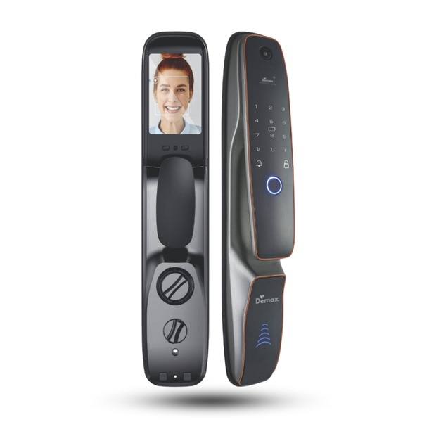Khoá cửa nhận diện khuôn mặt 3D mở tự động Demax SL898 mocha mở tự động Face ID 3D