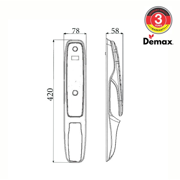 Khoá cửa nhận diện khuôn mặt 3D mở tự động Demax SL898 mocha mở tự động Face ID 3D