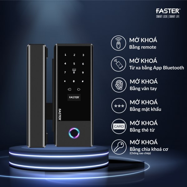 Khóa cửa kính Faster FSG02-BL