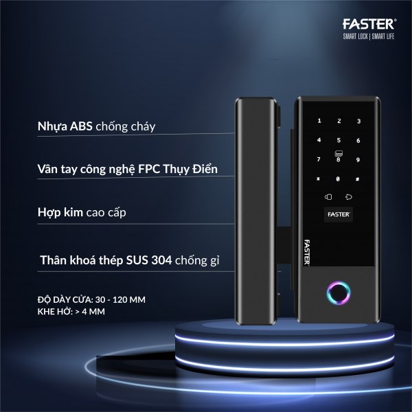 Khóa cửa kính Faster FSG02-BL