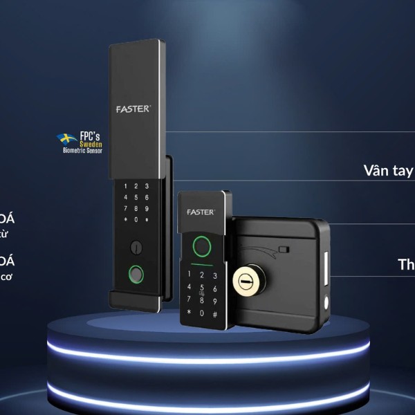 Khóa cổng Faster FSM02 - Vân tay FPC Thụy Điển, thân khóa SUS 304, App Bluetooth