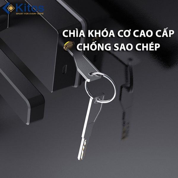 Khóa cửa kính cường lực vân tay cao cấp Kitos KT GL60