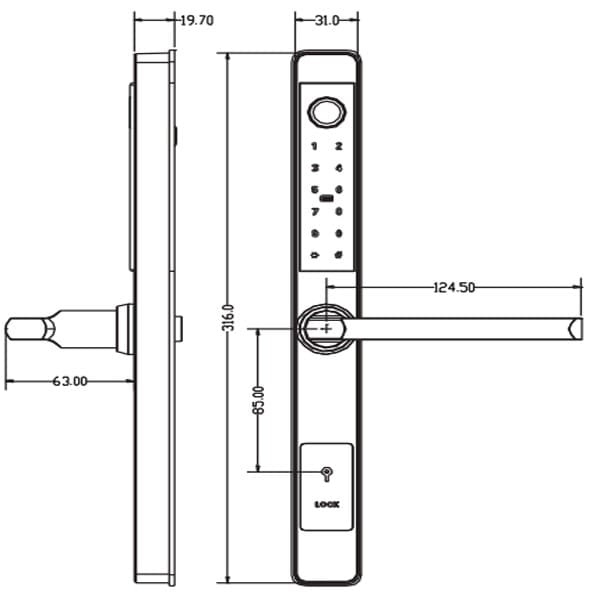 Khóa cửa nhôm vân tay cao cấp Kassler KL-599C