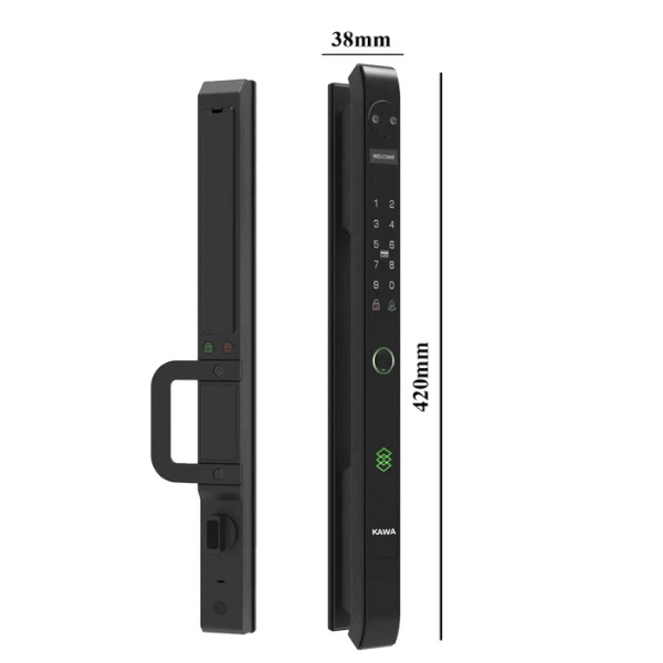 Khoá cửa nhôm vân tay Kawa KN662 Face ID 3D Push Pull chống nước