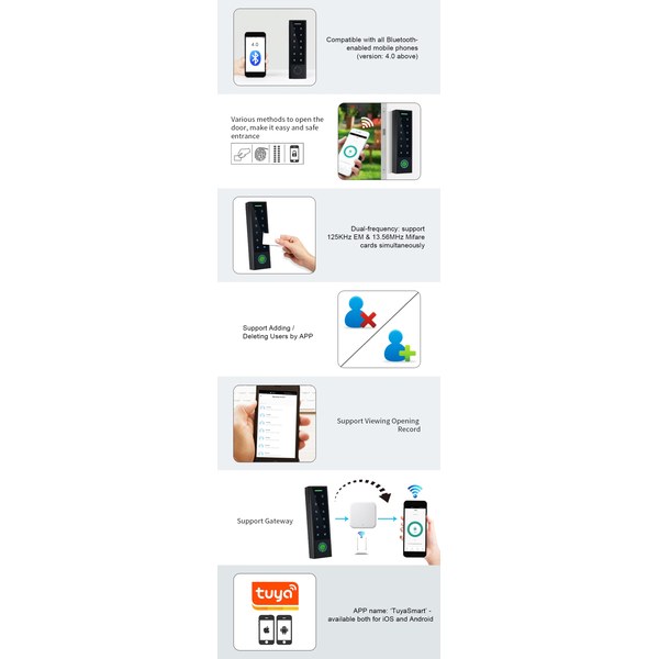 Đầu đọc vân tay kiểm soát ra vào CF3 - App Tuya, IP66, vỏ kim loại