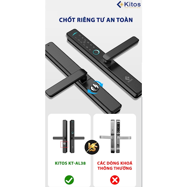 Khóa cửa nhôm vân tay cao cấp Kitos KT AL38