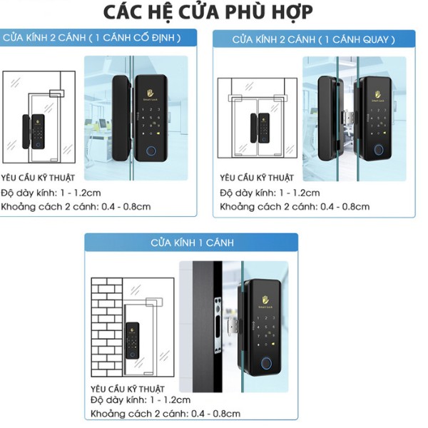 Khóa cửa kính cường lực Kitos KT GL30 PRO