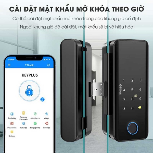 Khóa cửa kính cường lực Kitos KT GL30 PRO