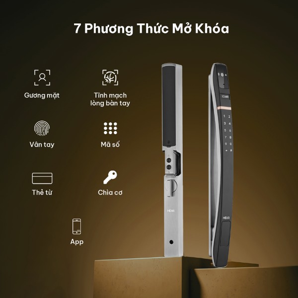 Khóa vân tay Hexa P300 Pro Face 3D cho cửa nhôm